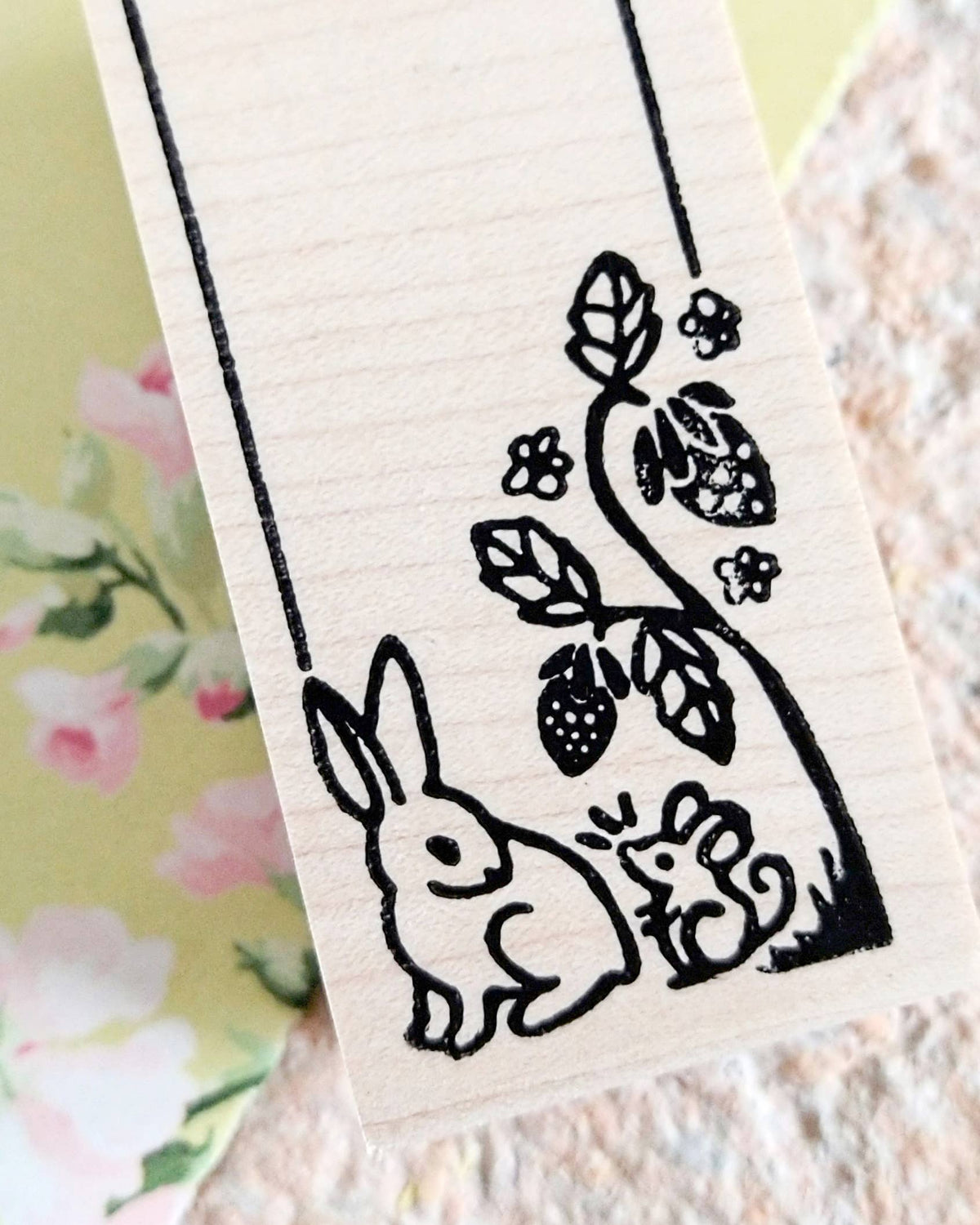Bunny & Mouse Hello Rubber Stamp