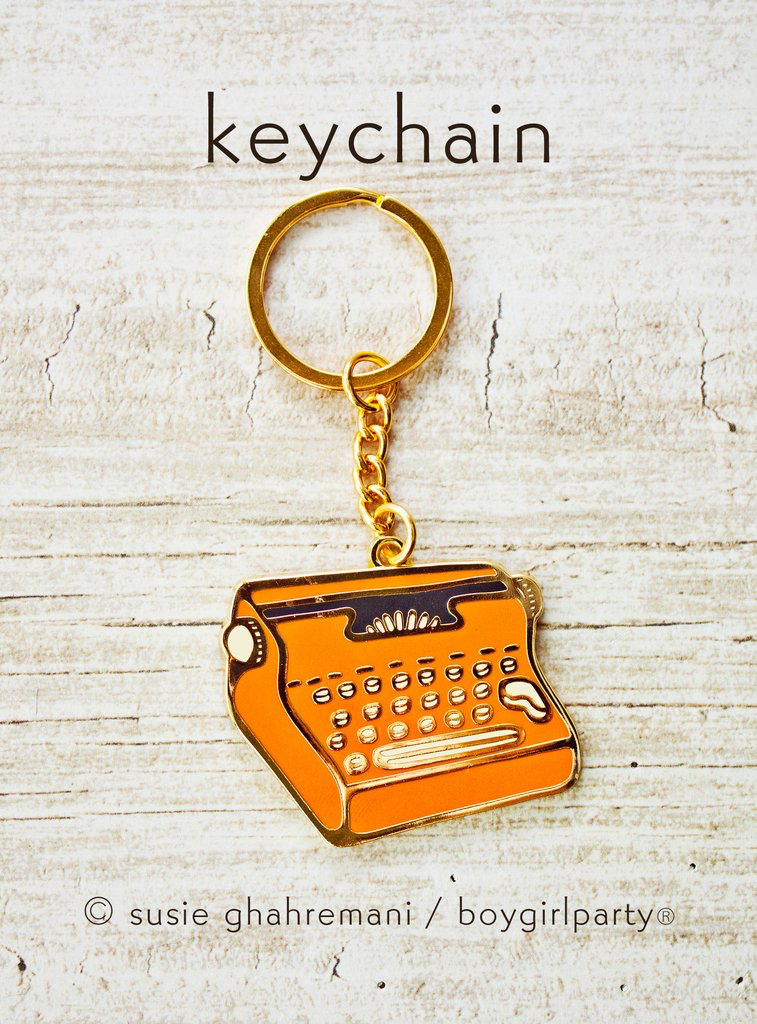 Typewriter Keychain -- Metal Enamel Key Chain Housewarming