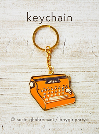 Typewriter Keychain -- Metal Enamel Key Chain Housewarming