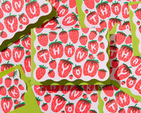 Strawberry Letterpress Scalloped Thank You Card Set (10) - Made in USA - Berry, Fruit, Garden  - Stocking stuffer, Holiday, Gift Guide