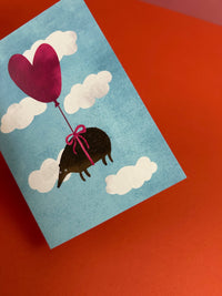 Hedgehog Floating in the Clouds Greeting Card