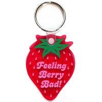 Feeling Berry Bad Cute Strawberry-Shaped Vinyl Keychain