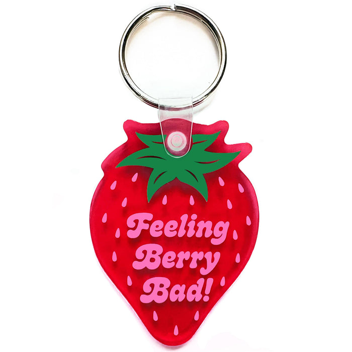 Feeling Berry Bad Cute Strawberry-Shaped Vinyl Keychain