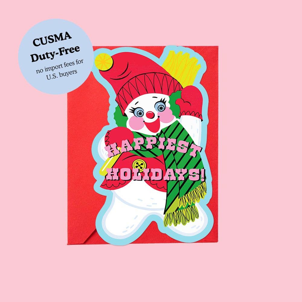 Happiest Holidays Snowman – Die-Cut Christmas Card