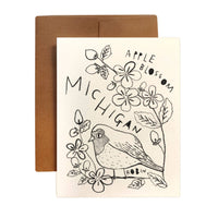 MICHIGAN State Flower & Bird Greeting Card