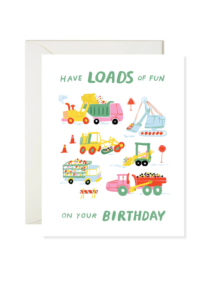 Truck Loads of Fun - Construction Kids Birthday Card