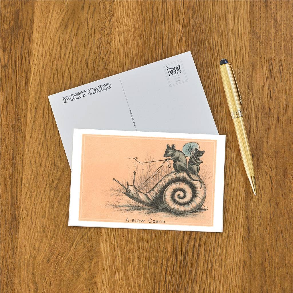 Postcard TC-225 Mice Riding Snail