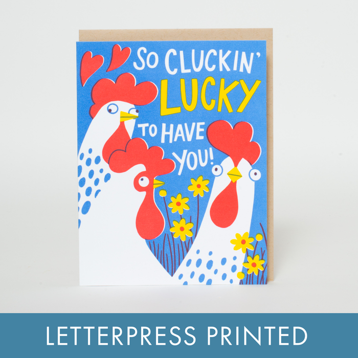 Chicken Love Punny Letterpress Greeting Card by Hello!Lucky