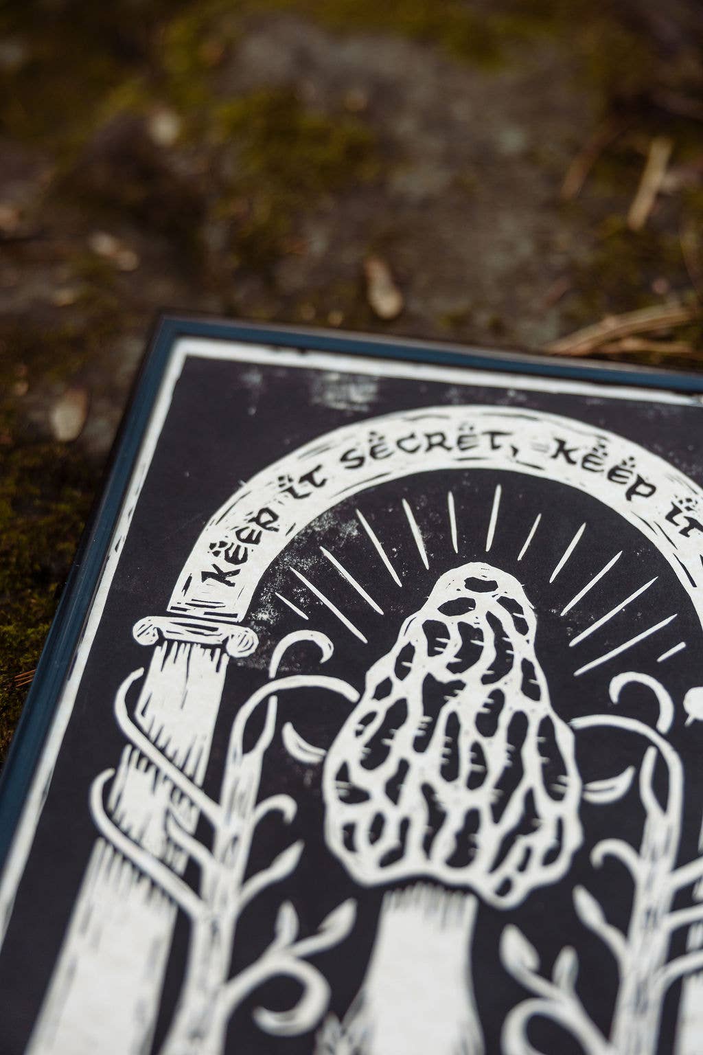 Morel Linocut Print - Keep it Secret