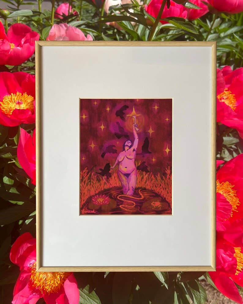 Bone Collector Giclée Art Print, Witchy Wall Decor