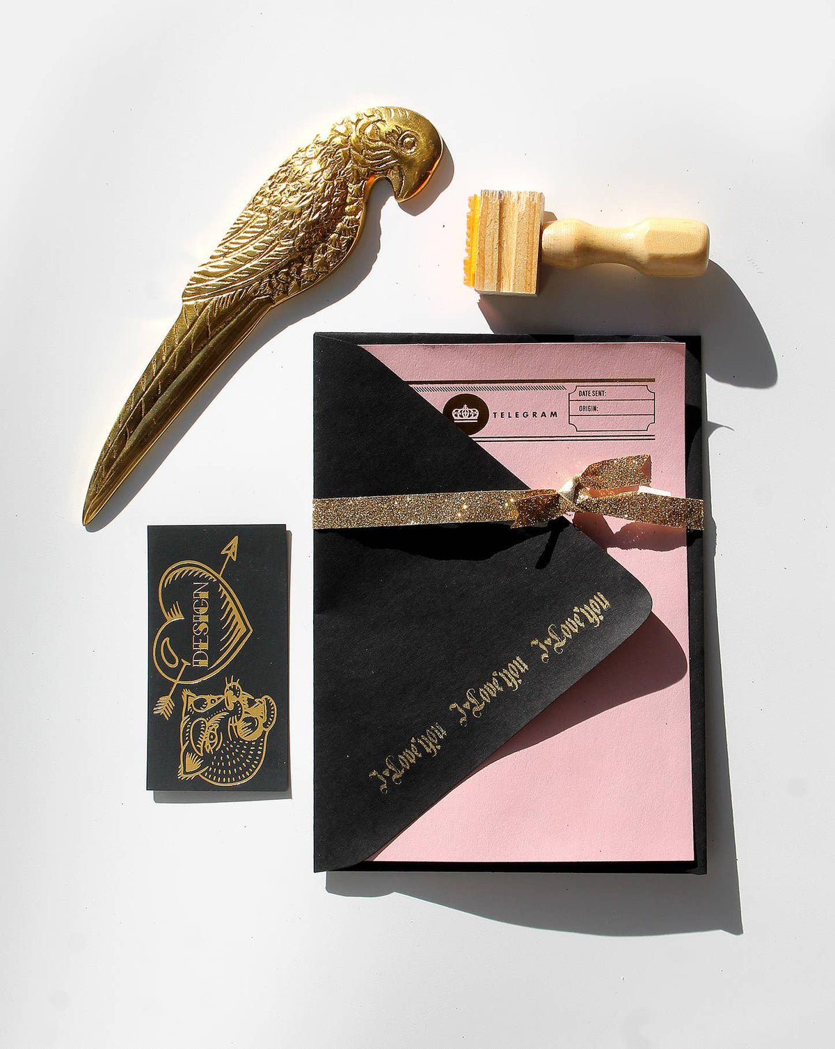 I love you old english rubber stamp envelope wrapping decor