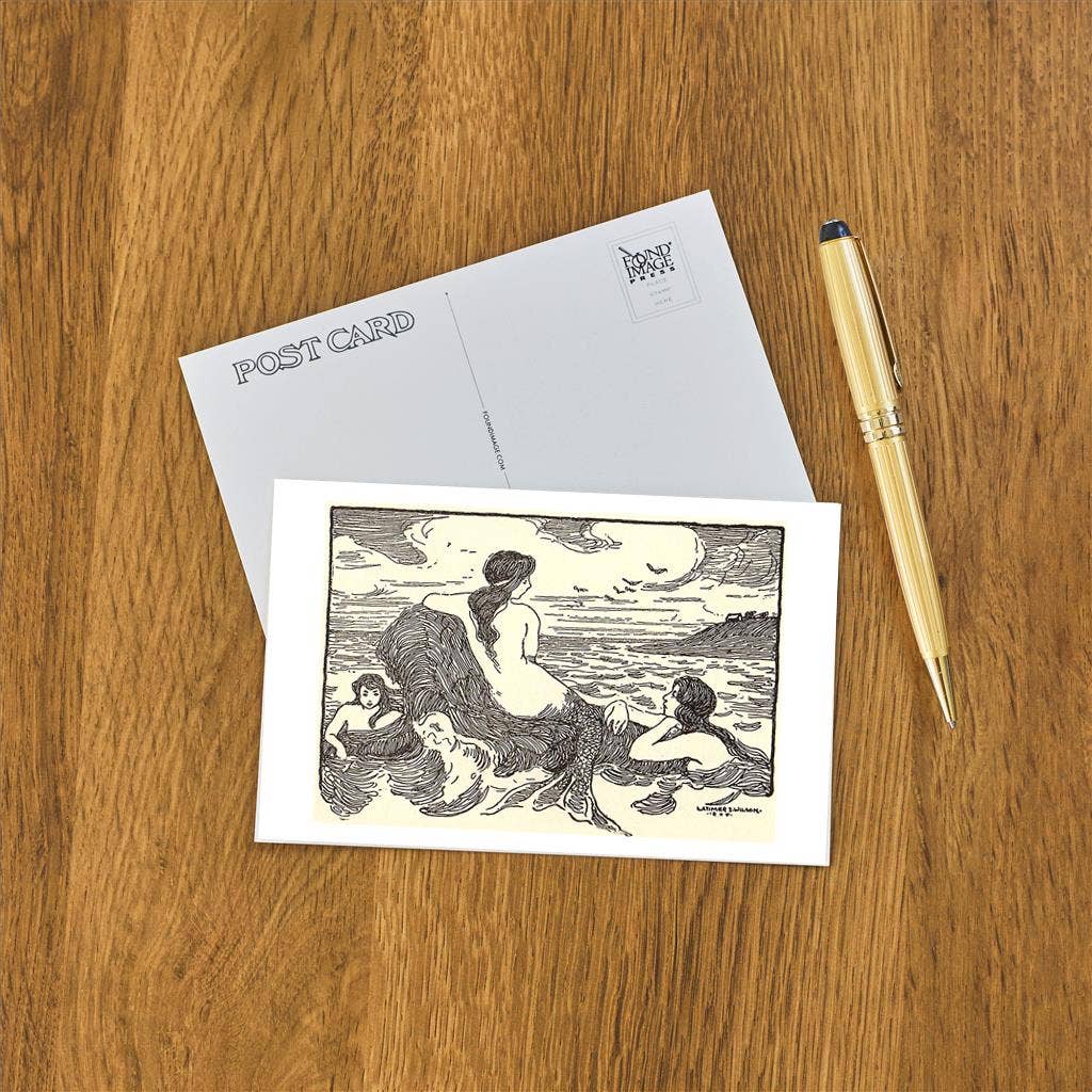 Postcard TS-262 Woodcut of Mermaids
