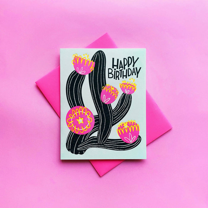 Happy Birthday Cactus - Letterpress Birthday Card