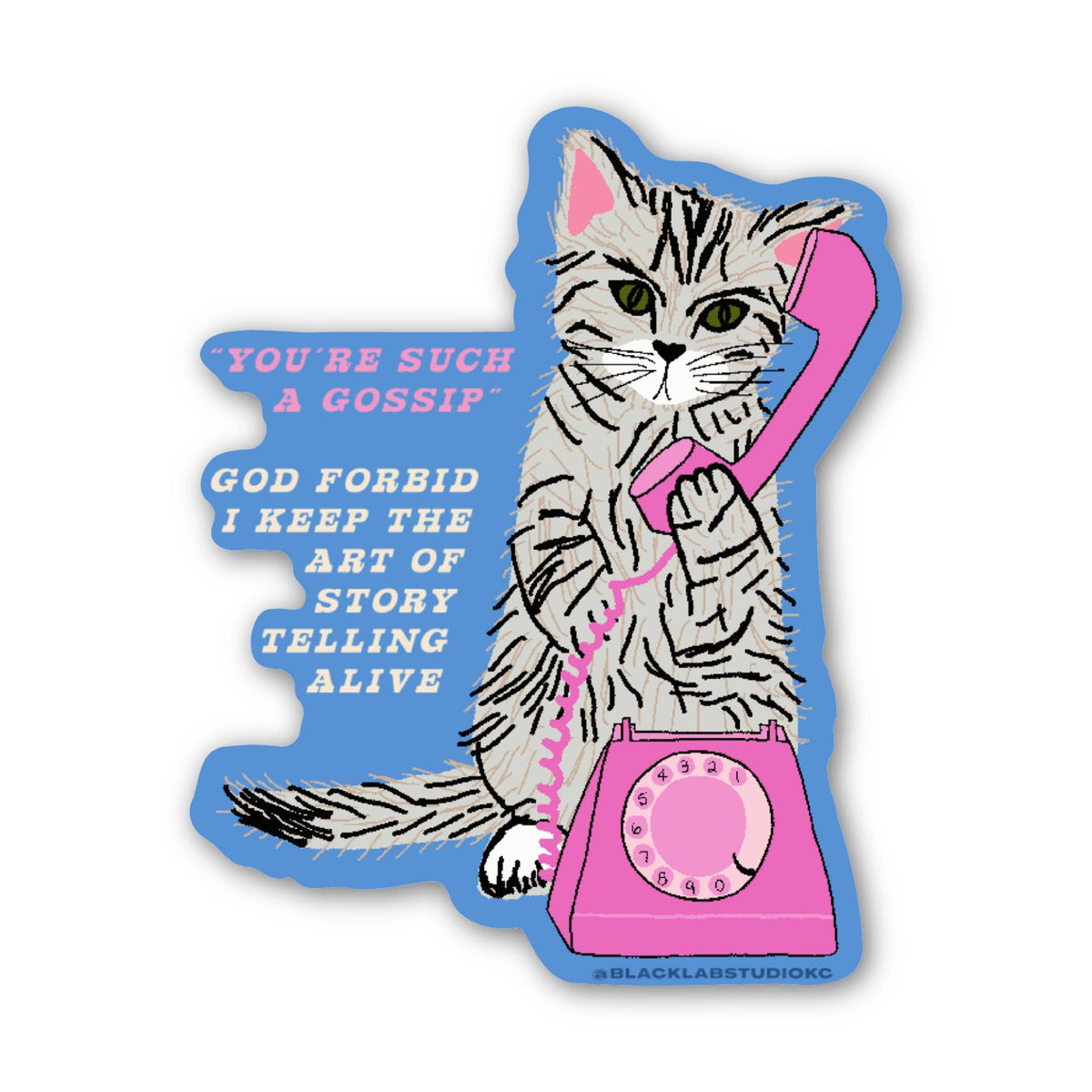 Gossip Cat The Art Of Story Telling Waterproof Sticker