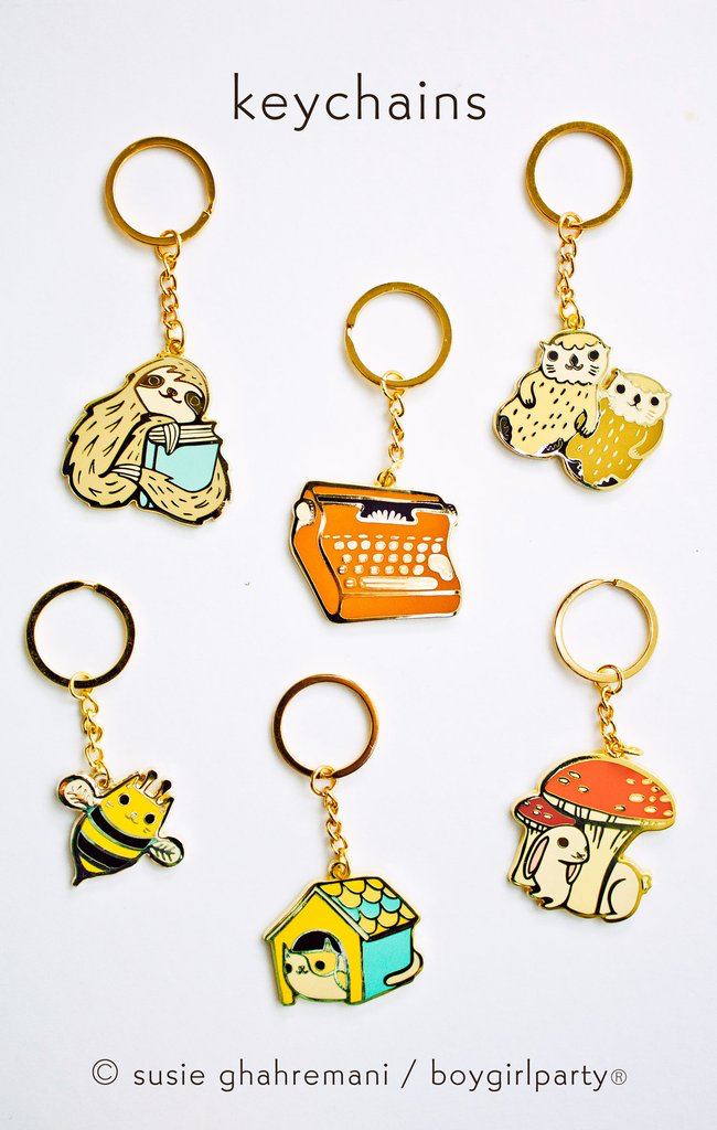 Typewriter Keychain -- Metal Enamel Key Chain Housewarming