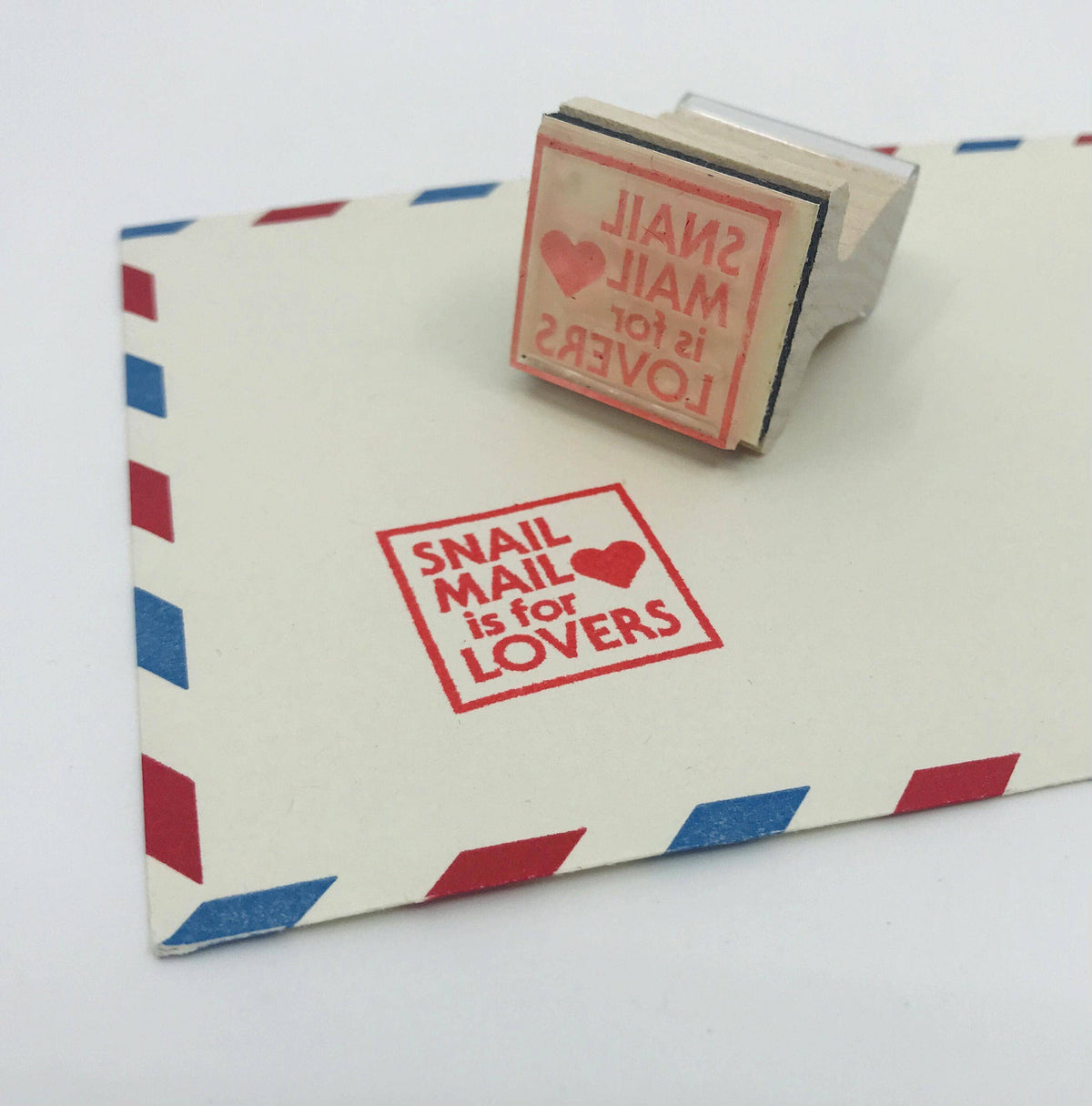 Snail Mail is for Lovers ❤️ Wooden Handle Rubber Stamp