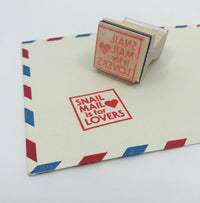 Snail Mail is for Lovers ❤️ Wooden Handle Rubber Stamp