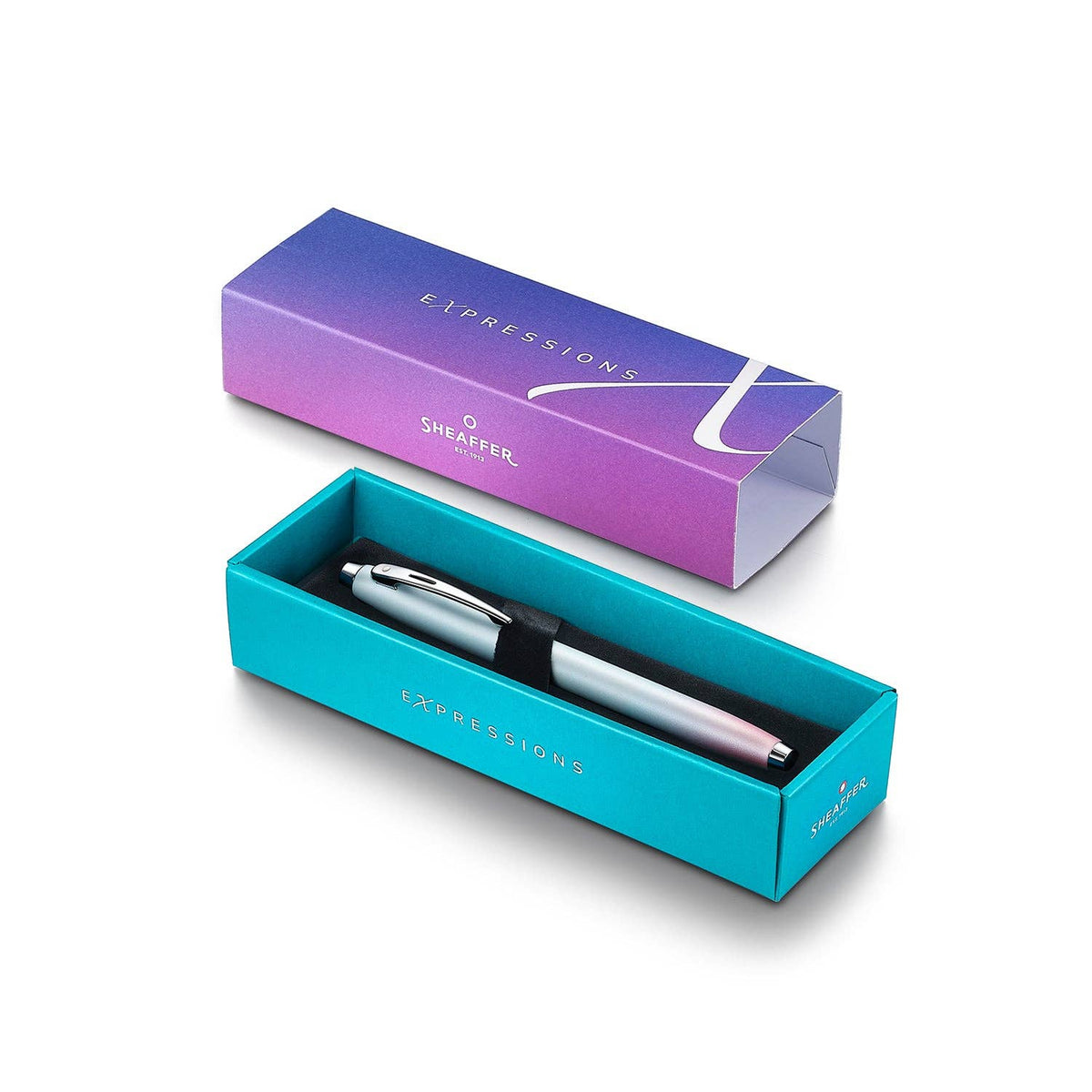 Sheaffer 100 9376 Expressions Blue and Pink Pearlised Gradient Fountain Pen with Chrome-plated Trims