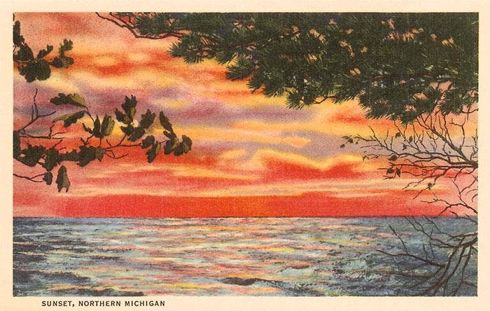 Postcard MI-02 Sunset on Lake, Northern Michigan