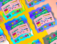 Whoops No Money Holographic Sticker | I'm Broke | Kawaii Sti