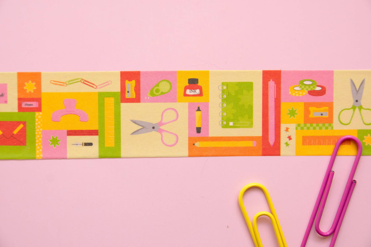 Stationery Patchwork 30mm Wide, Decorative Washi Tape