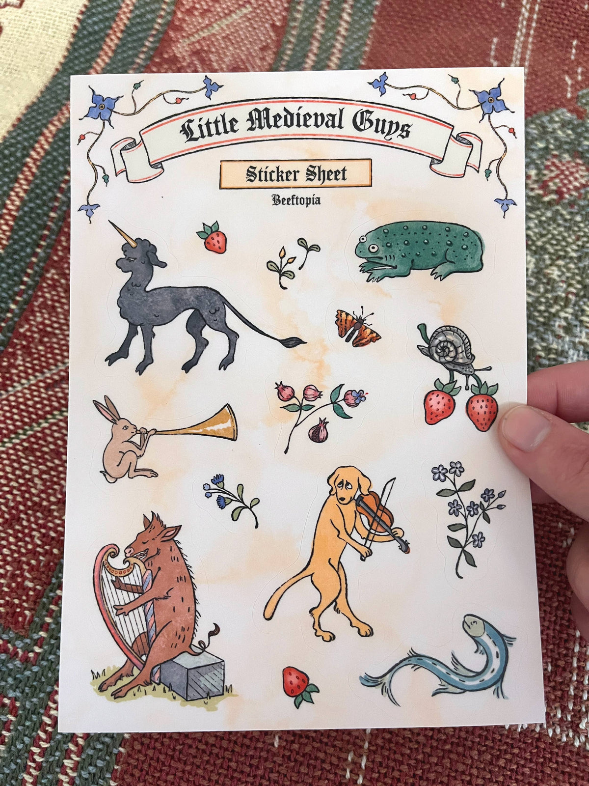 Medieval Manuscript Creatures Waterproof Vinyl Sticker Sheet