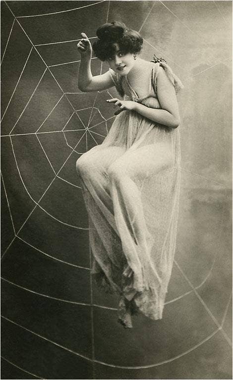 Postcard FE-53 Diabolical Woman in Spider Web