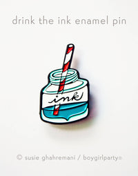 Fountain Pen Ink Bottle Enamel Pin — Calligraphy Gift