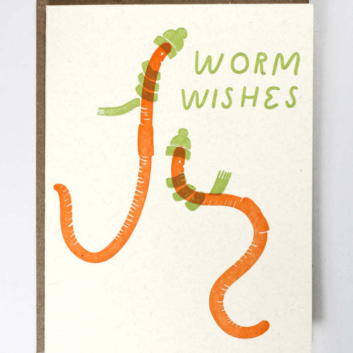 Worm Wishes Letterpress Christmas Holiday Card