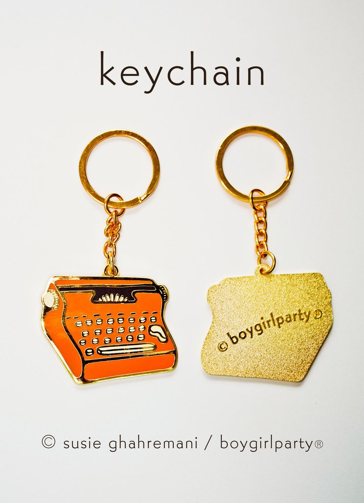 Typewriter Keychain -- Metal Enamel Key Chain Housewarming