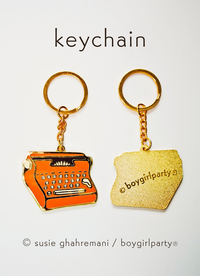 Typewriter Keychain -- Metal Enamel Key Chain Housewarming