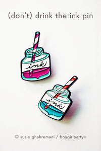 Fountain Pen Ink Bottle Enamel Pin — Calligraphy Gift