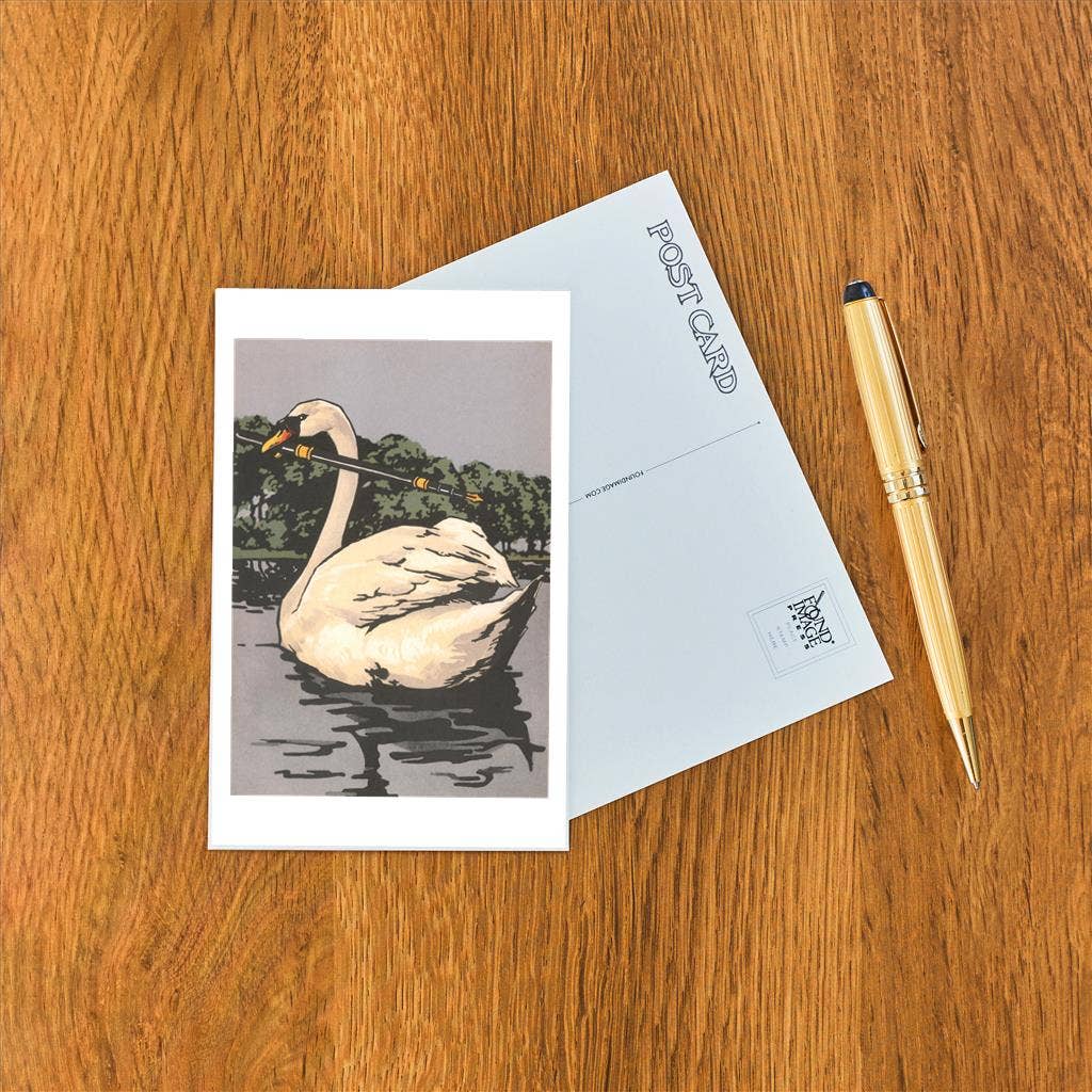 Postcard LT-370 Swan with Fountain Pen