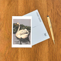 Postcard LT-370 Swan with Fountain Pen