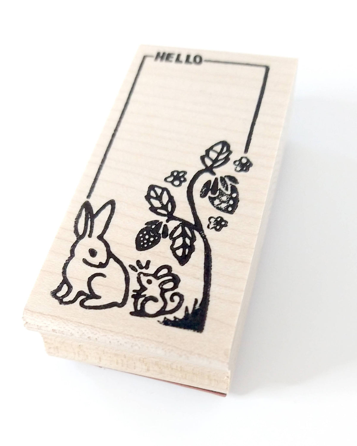 Bunny & Mouse Hello Rubber Stamp
