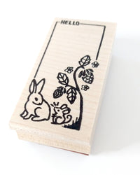 Bunny & Mouse Hello Rubber Stamp