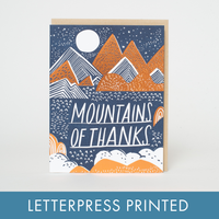 Mountains Of Thanks Letterpress Greeting Card by Hello!Lucky