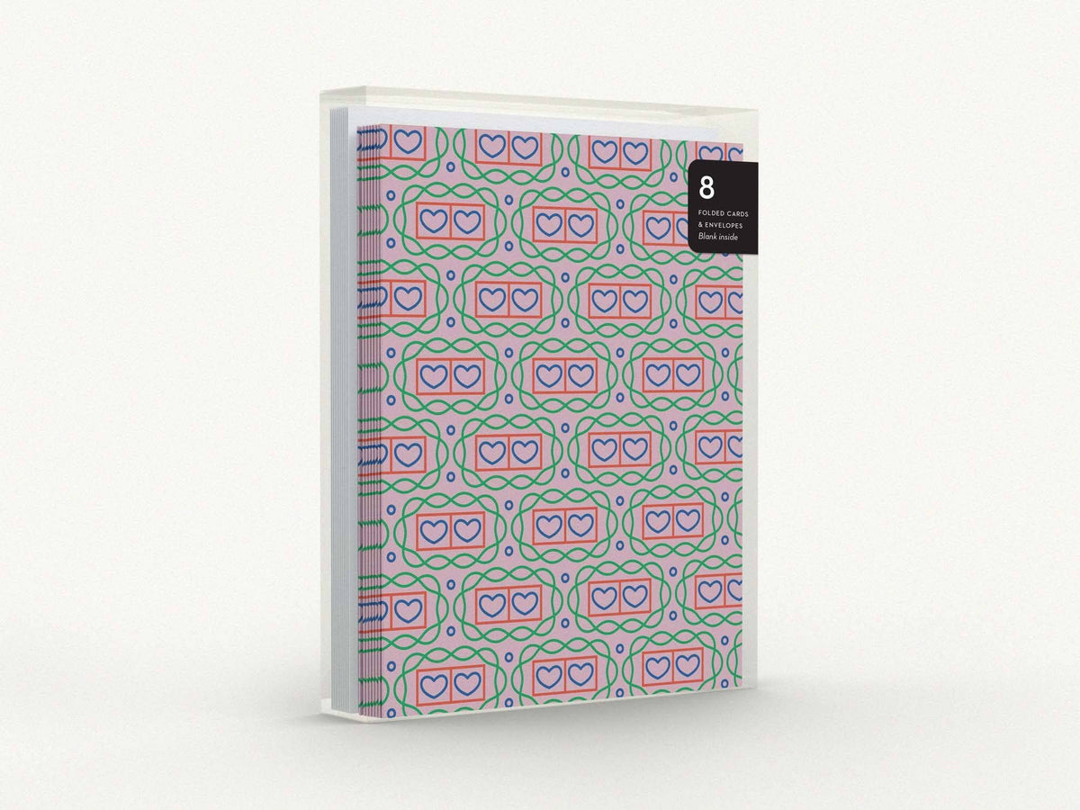 Double Heart Double Throb Pattern Blank Pattern Card