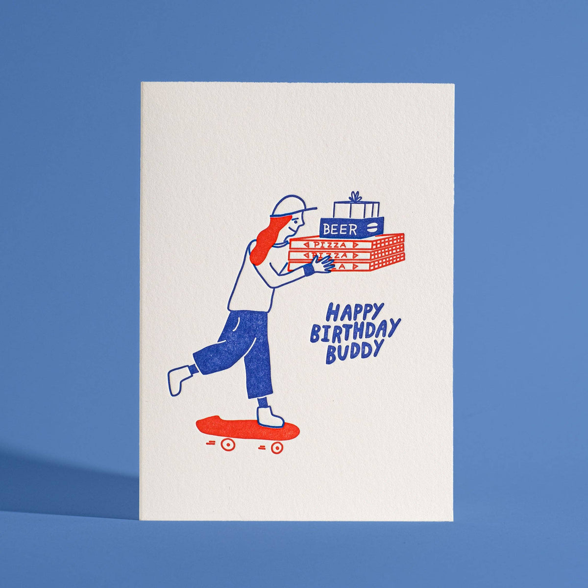 Happy Birthday Buddy Letterpress Greeting Card