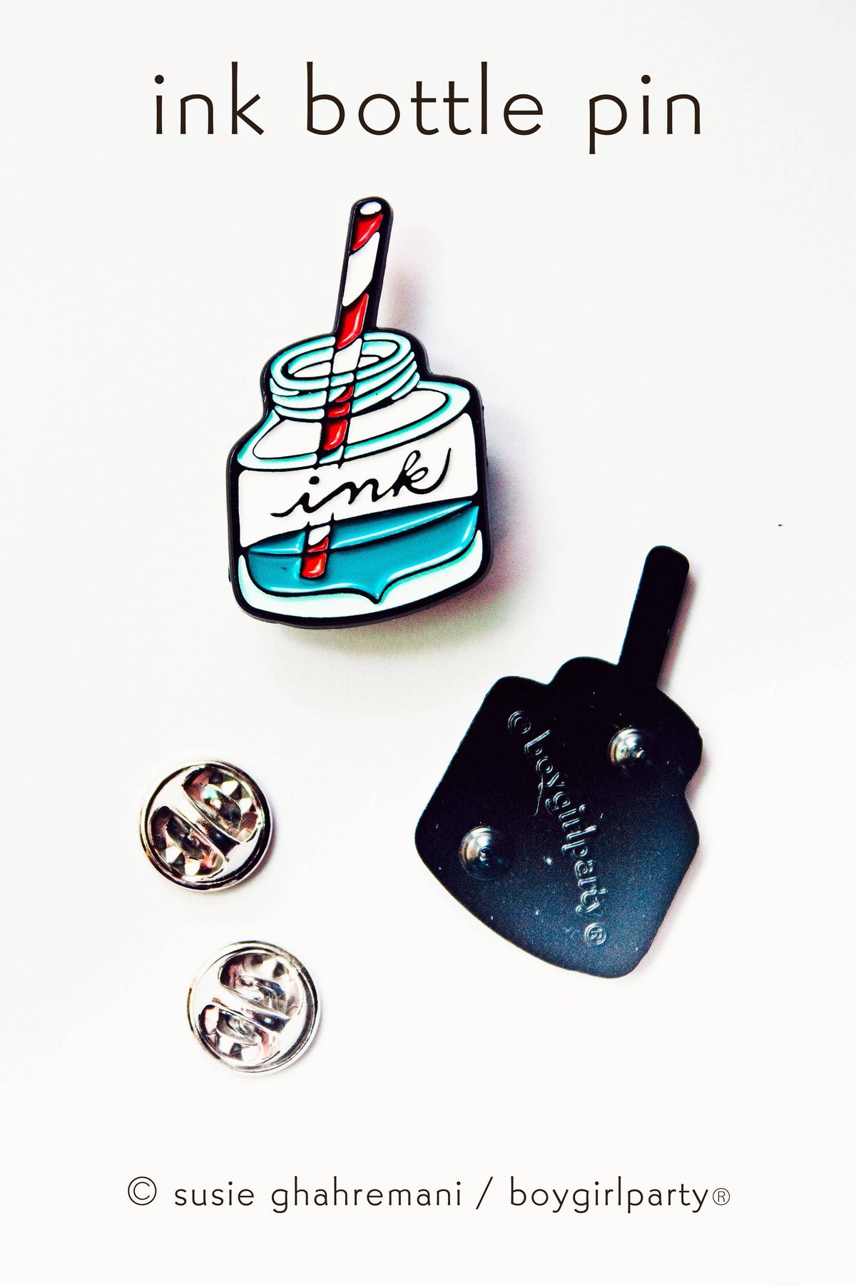 Fountain Pen Ink Bottle Enamel Pin — Calligraphy Gift