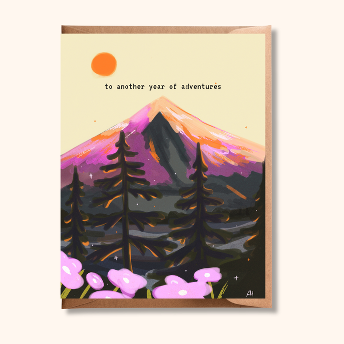 To Another Year of Adventures Card | Mountain Sun Greeting Card