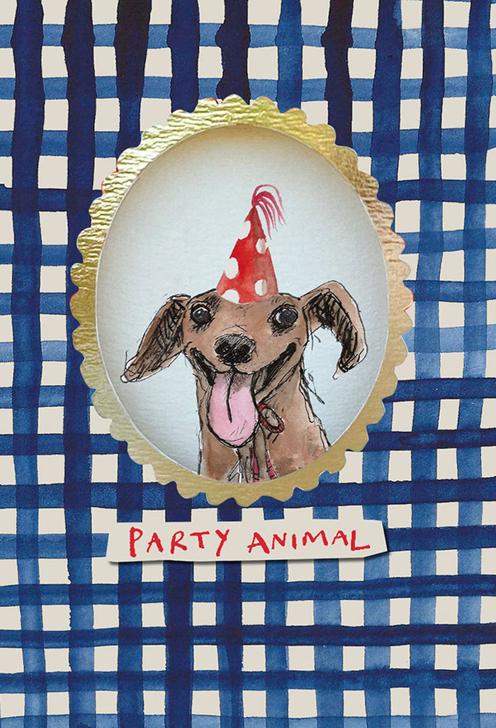 BIRTHDAY DOG PARTY DIECUT GREETING CARD  POET & PAINTER