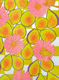 Figs and Daisies Risograph Art Print: 8.5"x11"