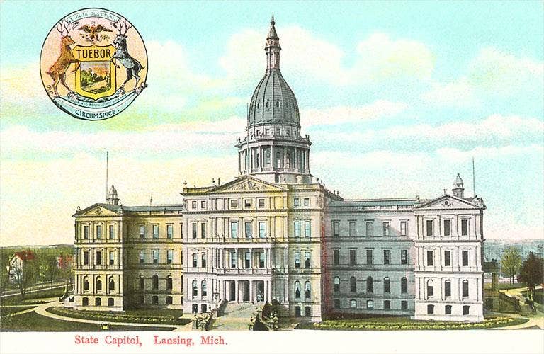 Postcard MI-12 State Capitol, Lansing