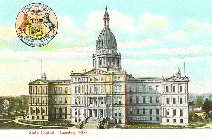 Postcard MI-12 State Capitol, Lansing