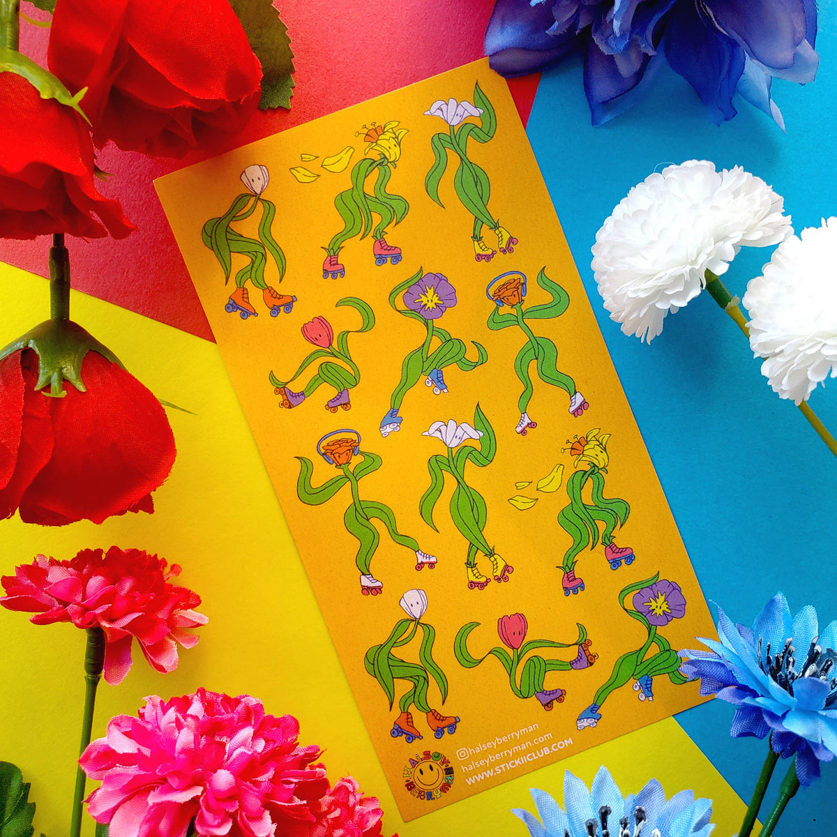 Rad Roller Flowers Sticker Sheet