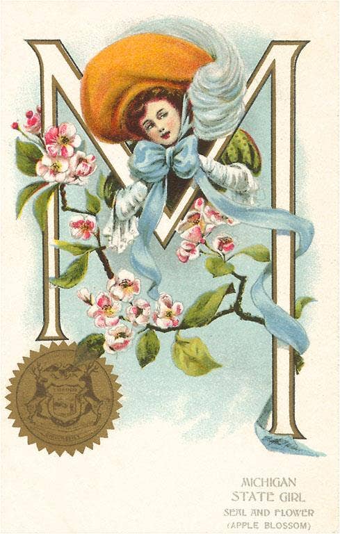 Postcard MI-314 Michigan State Girl