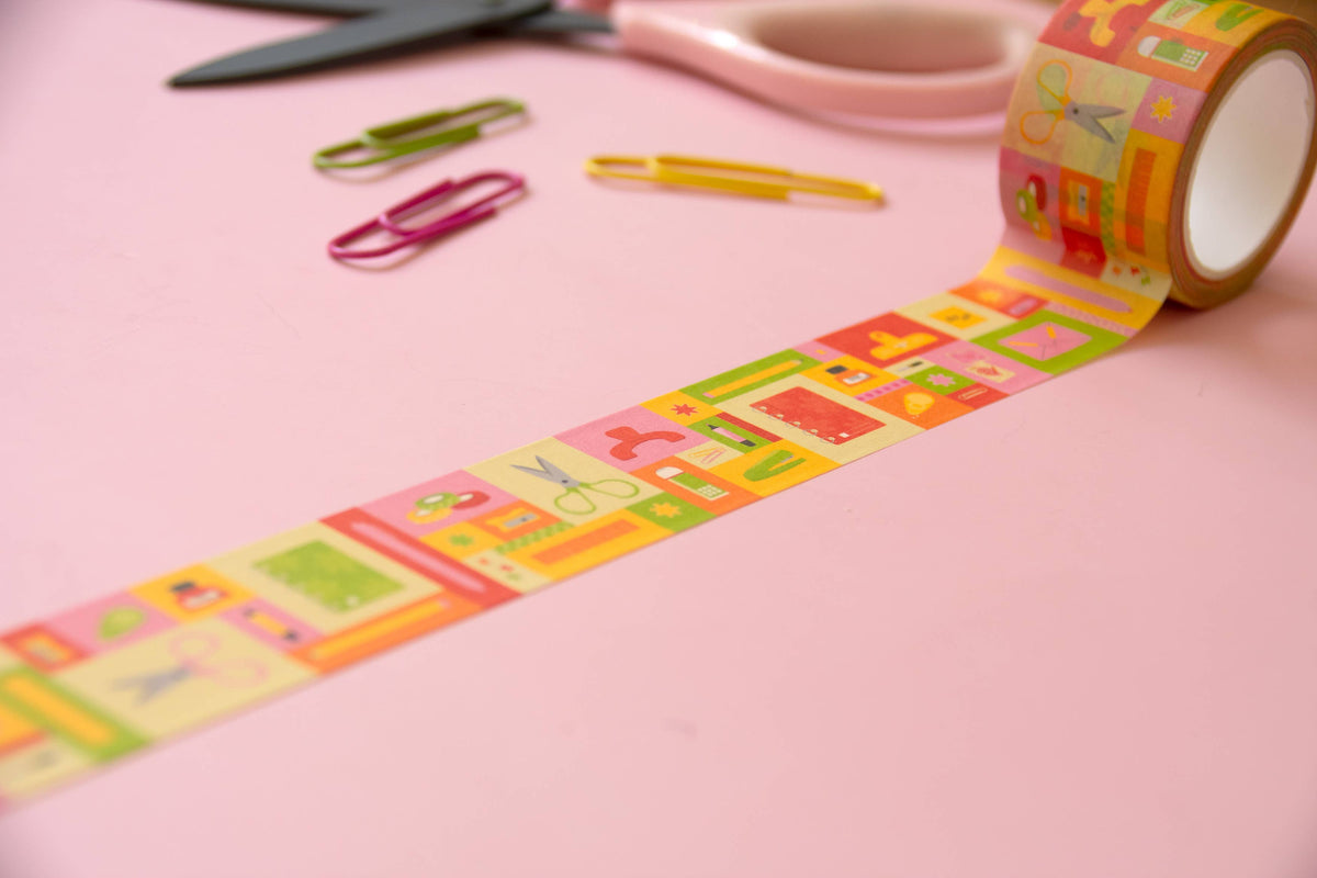 Stationery Patchwork 30mm Wide, Decorative Washi Tape