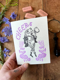Cheers Frog! Letterpress greeting card