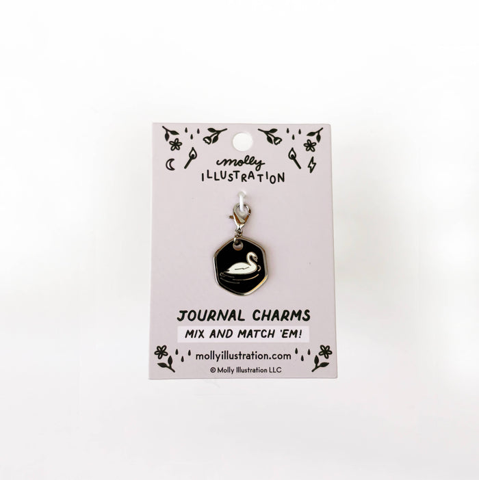Swan Hard Enamel Journal Charm